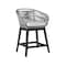 Armen Living Tutti Frutti Indoor Outdoor Counter Height Bar Stool in Black Brushed Eucalyptus Wood with Gray Rope LCTFBAGRBL26 - alternate 1